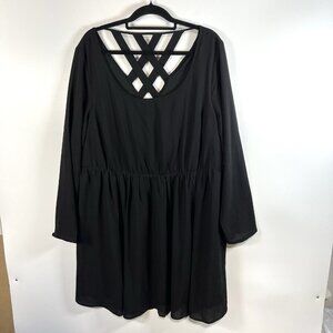 Torrid Sz PLUS 3 Black Georgette Mini Skater Dress Punk Casual‎ Women’s